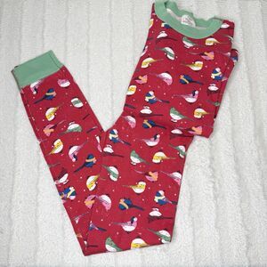 Hanna Andersson Red Holiday Christmas Birds Pajamas Organic Cotton Kids‎ Size 12